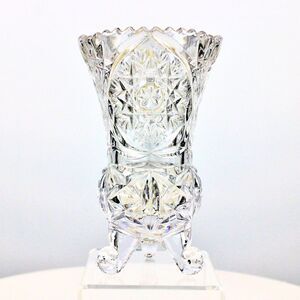 Lead Crystal Footed Vase Vintage 80s Anna Hutte Bleikristall Cottagecore German